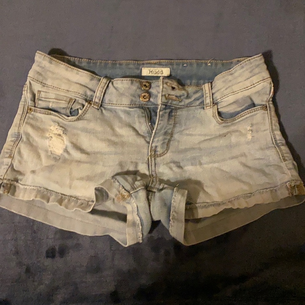 Light wash denim shorts